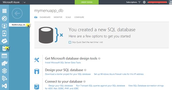 Azure Mobile Service created